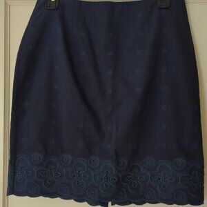 Vineyard Vines Size 2 Navy Bedford Cord Eyelet Skirt 100% Cotton